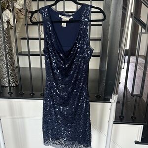 Max Studio Navy Sequin Mini Dress -Size M